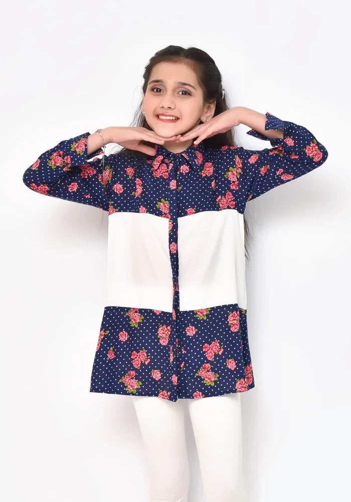 Ochre RTW Printed Linen Printed Top Girls 1 Piece OWT-412 - Summer Collection