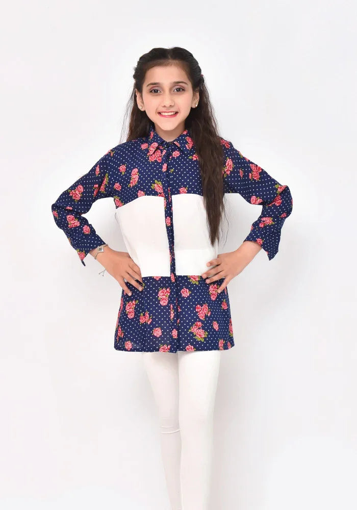 Ochre RTW Printed Linen Printed Top Girls 1 Piece OWT-412 - Summer Collection