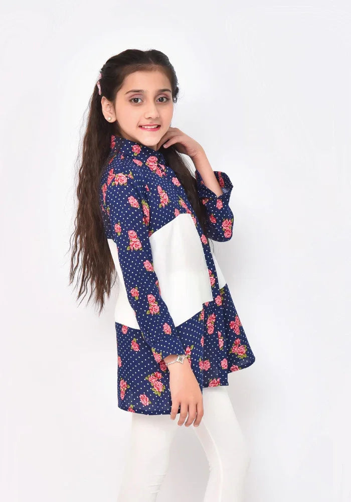 Ochre RTW Printed Linen Printed Top Girls 1 Piece OWT-412 - Summer Collection