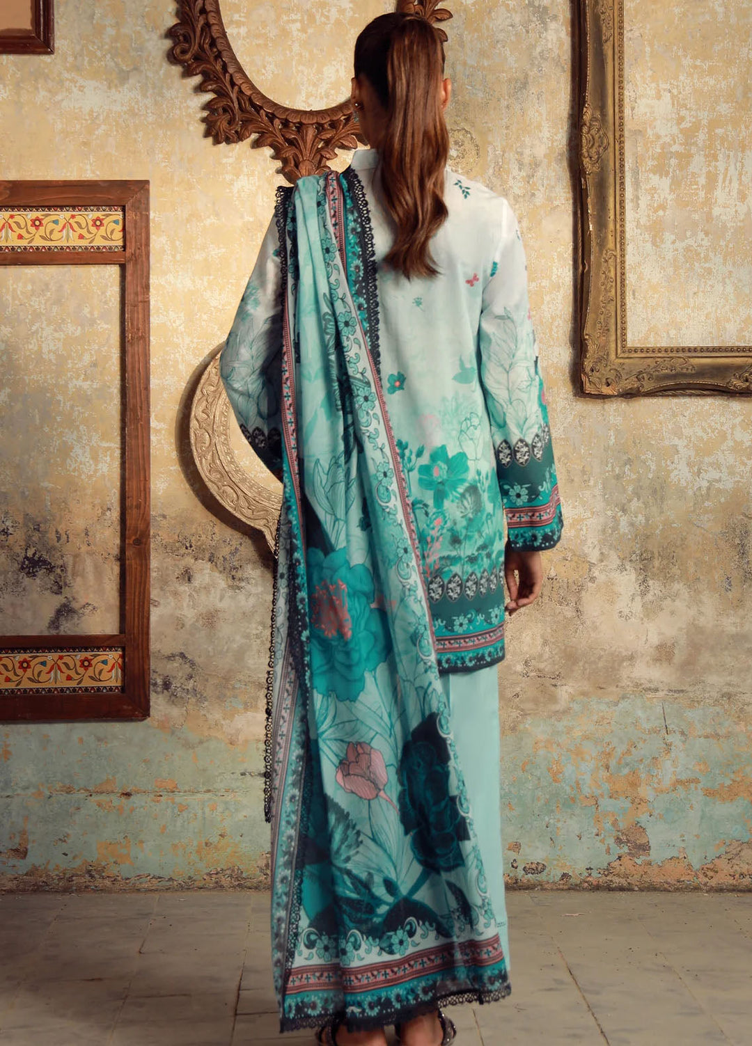Elara by Sahar Unstitched Printed 3 Piece Cambric SHR25EP Ocean Flora - Casual Collection