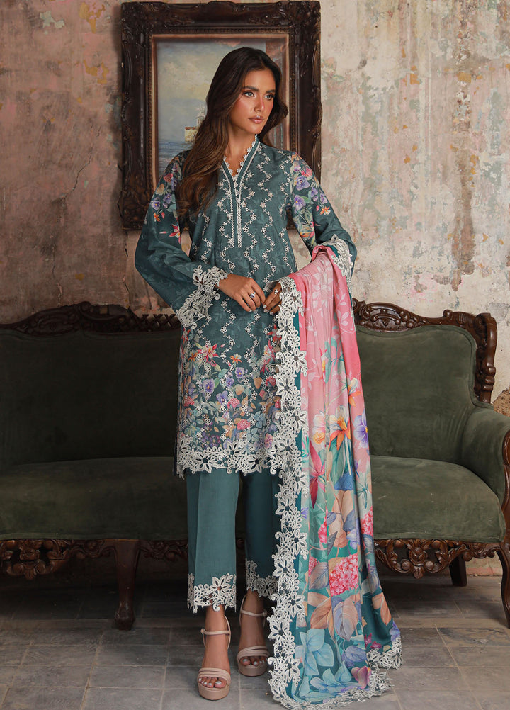 Sahar Embroidered Cotton Viscose Suits Unstitched 3 Piece SHR25FU AW1-25-18 Ocean Jewel - Winter Collection