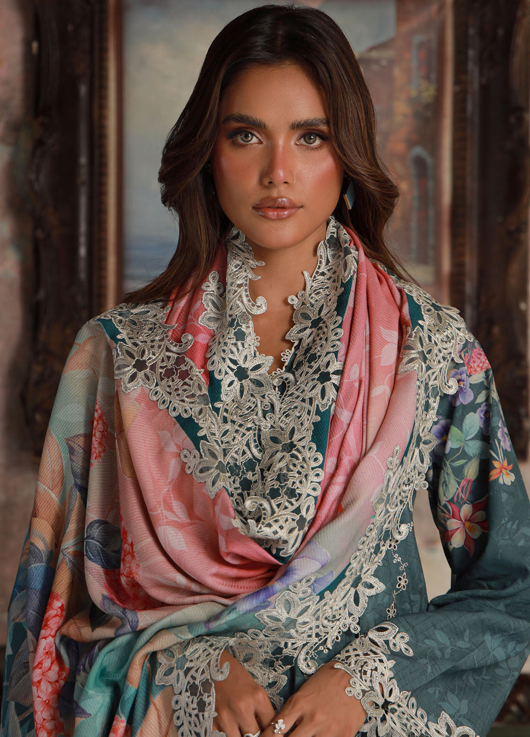 Sahar Embroidered Cotton Viscose Suits Unstitched 3 Piece SHR25FU AW1-25-18 Ocean Jewel - Winter Collection