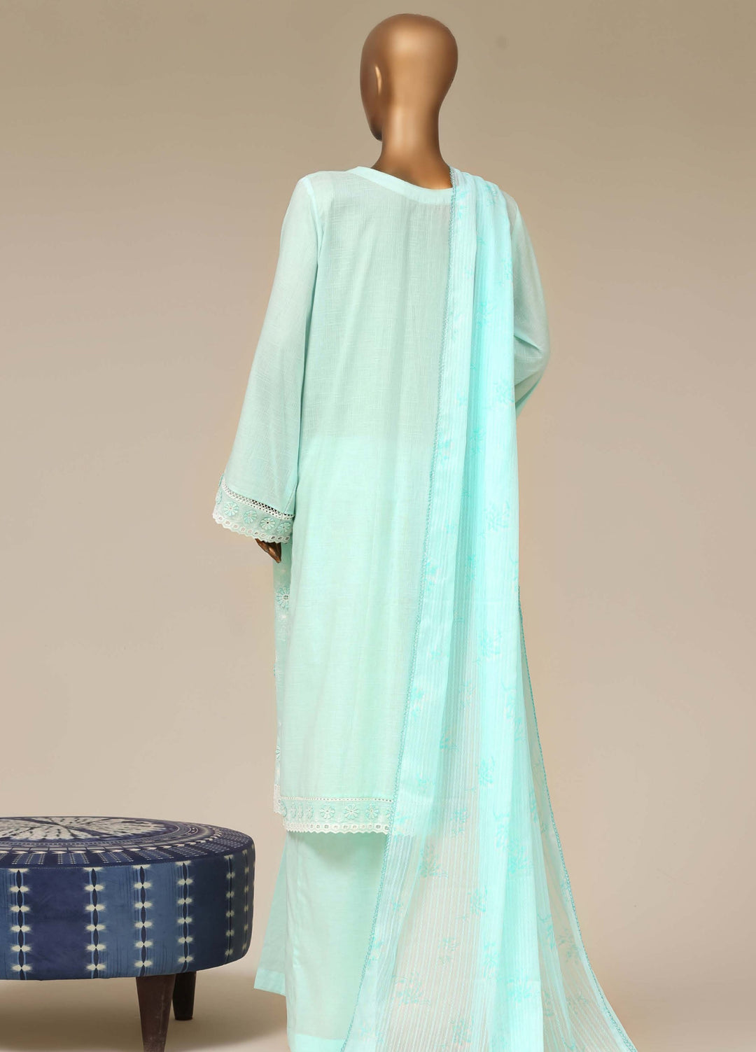 HZ Textiles RTW Chikankari Lawn 3 Piece Suit HZ26PCL OCEAN HUE SBE-3P-076 - Casual Collection