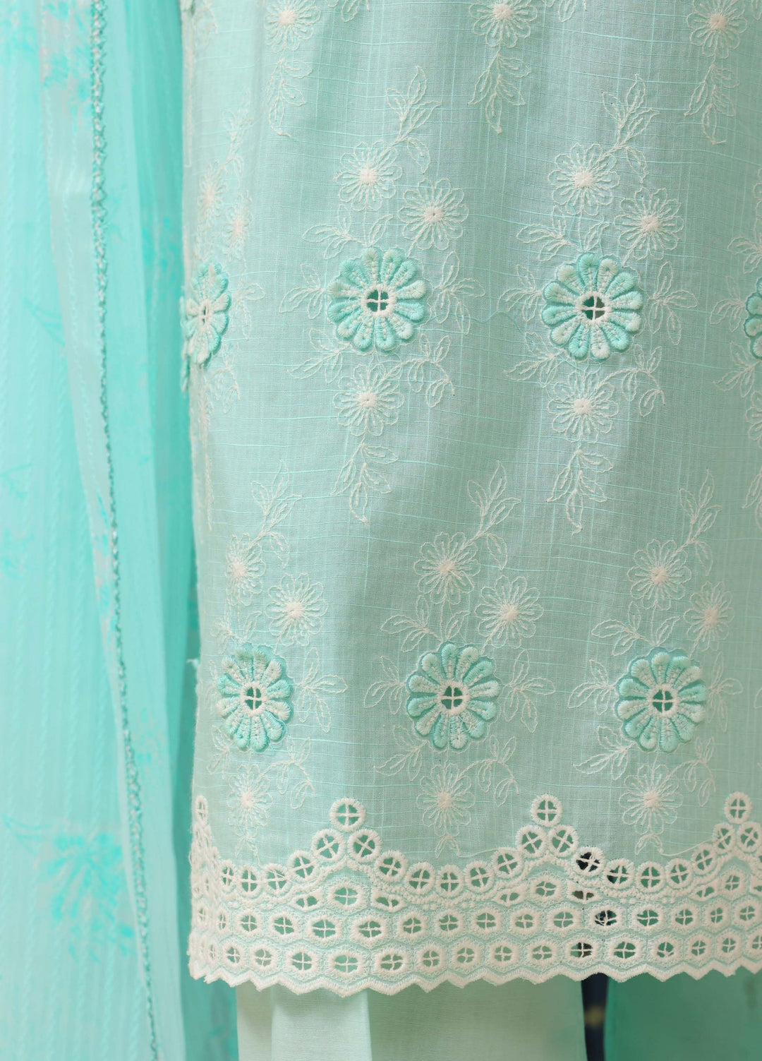 HZ Textiles RTW Chikankari Lawn 3 Piece Suit HZ26PCL OCEAN HUE SBE-3P-076 - Casual Collection