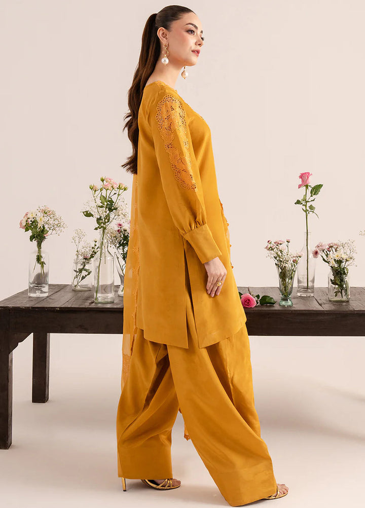 Izel Pret Embroidered Raw Silk 3 Piece Suit Ochre