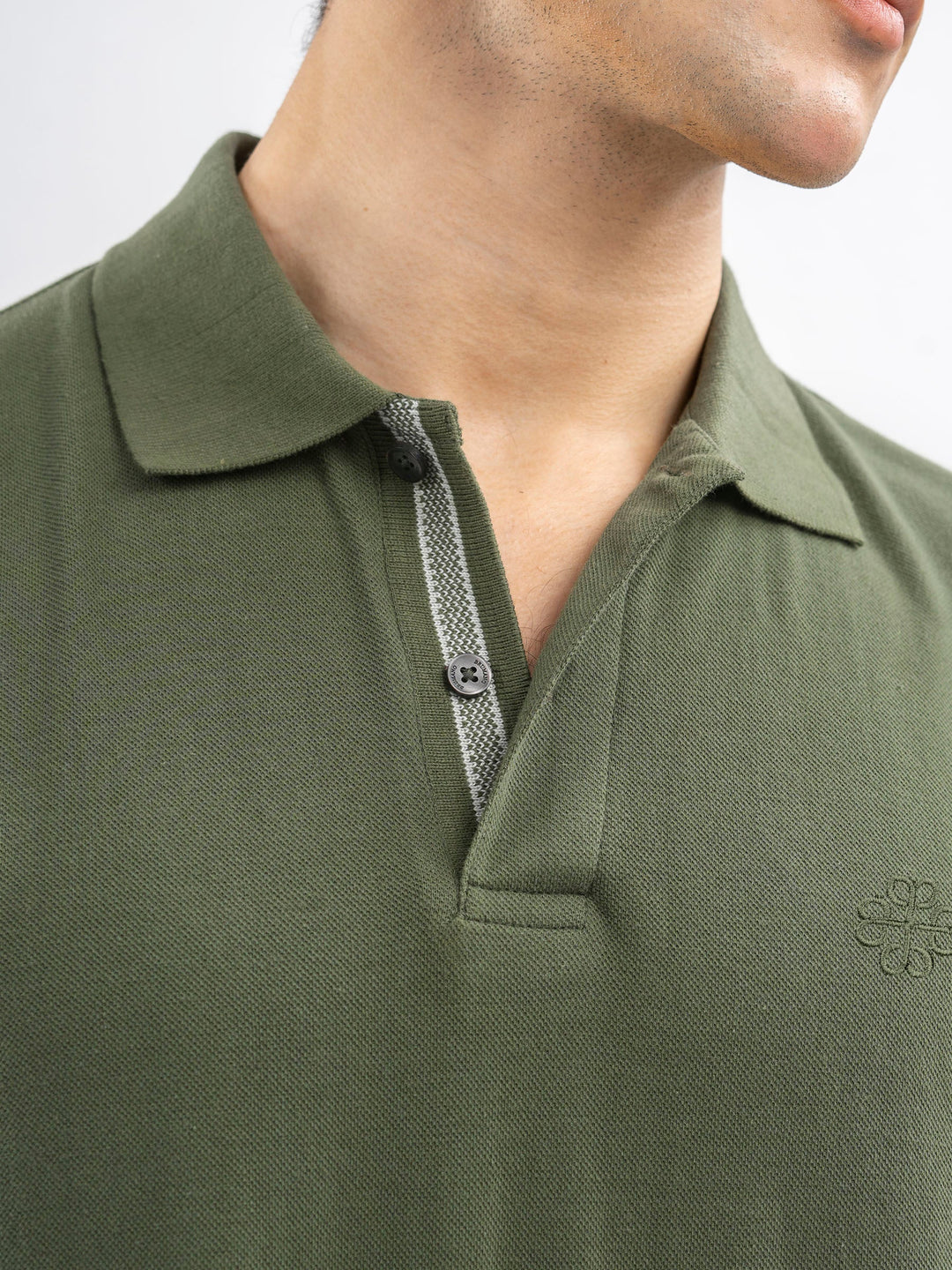 Brumano  Solids Cotton Polo Olive Green 100% Cotton Pique Polo