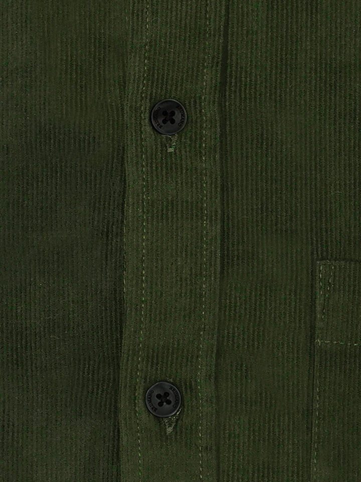 Brumano Ready To Wear Shirts Men 1 Piece Cotton Olive Green Corduroy Shirt 0-31-025-4470 - Summer Collection
