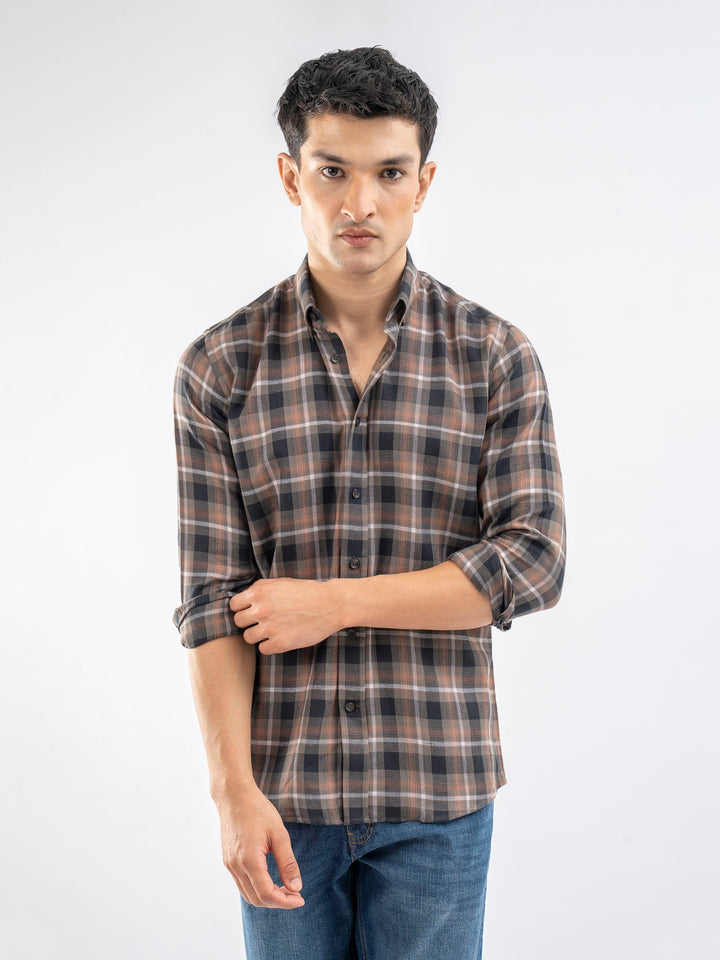 Olive Green Light Weight Checkered Shirt
