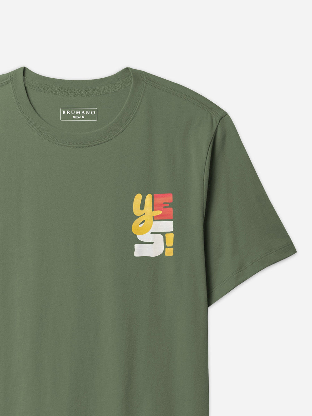 Brumano Mens T-Shirt RTW Solids Cotton Olive Green Graphics Casual Collection