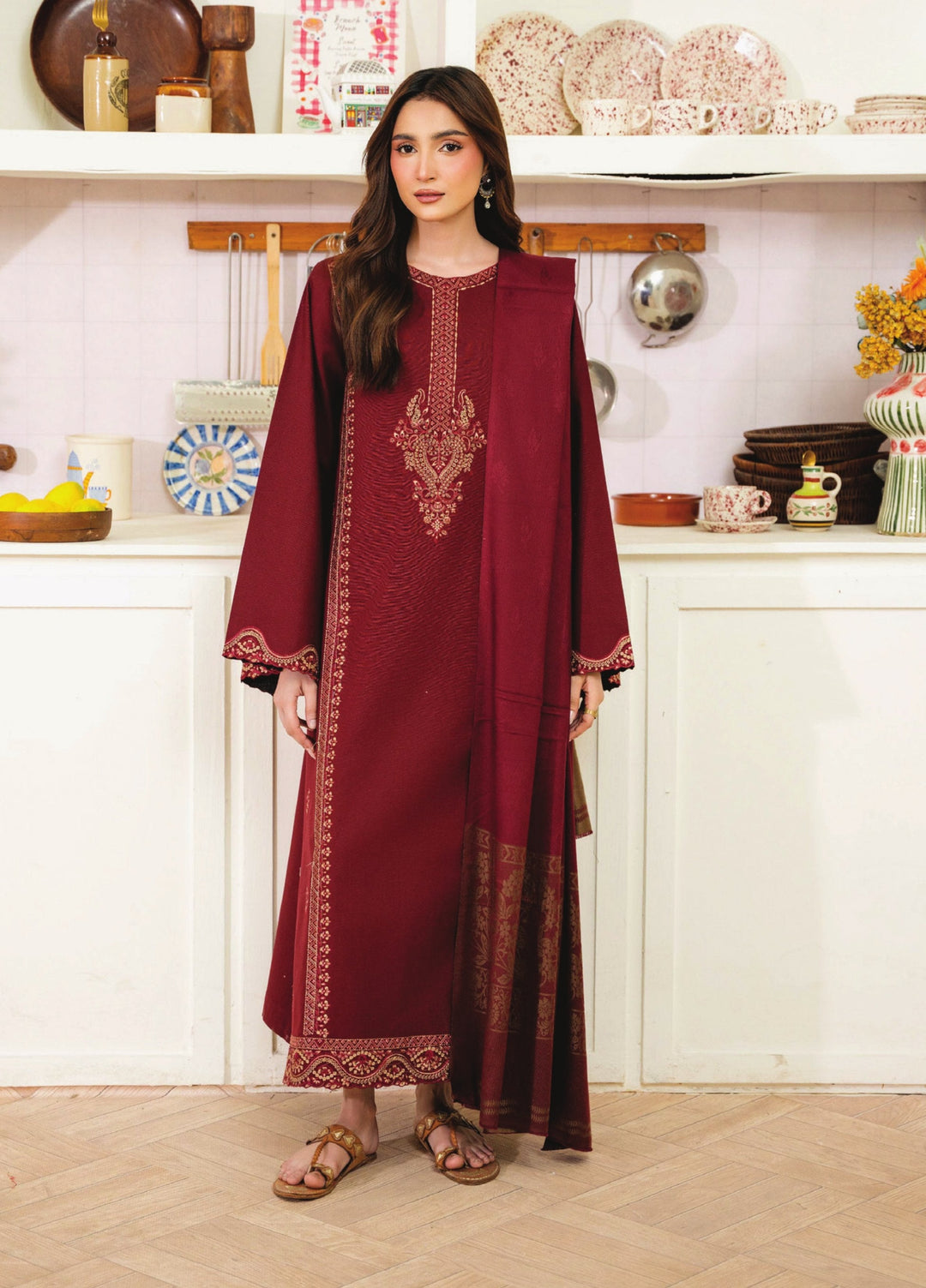 Onara by Humdum Unstitched Embroidered Khaddar 3 Piece Suit HD26UKO D-03 - Winter Collection