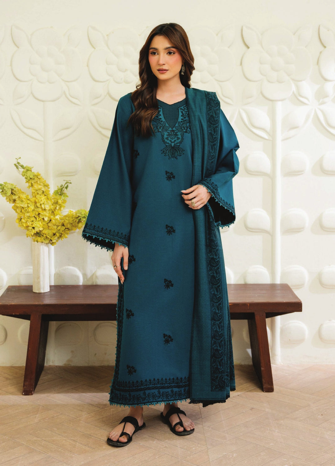 Onara by Humdum Unstitched Embroidered Khaddar 3 Piece Suit HD26UKO D-04 - Winter Collection