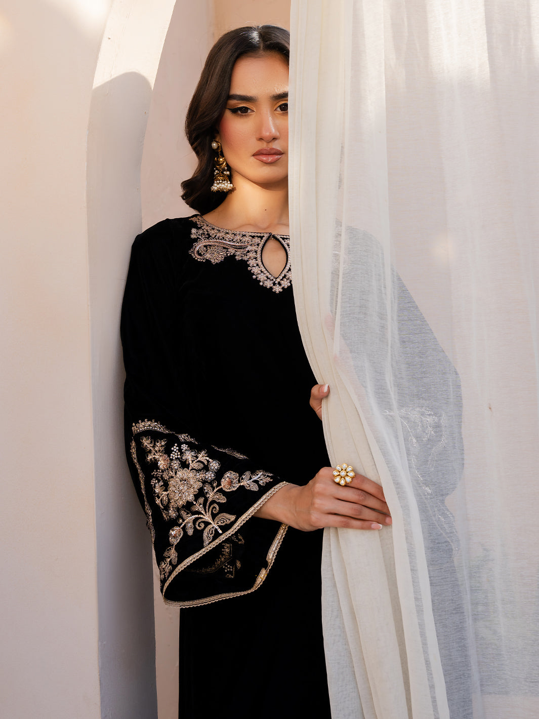 Le Tresor by Izel Pret Embroidered Velvet 3 Piece Suit Orabel - Festive Collection