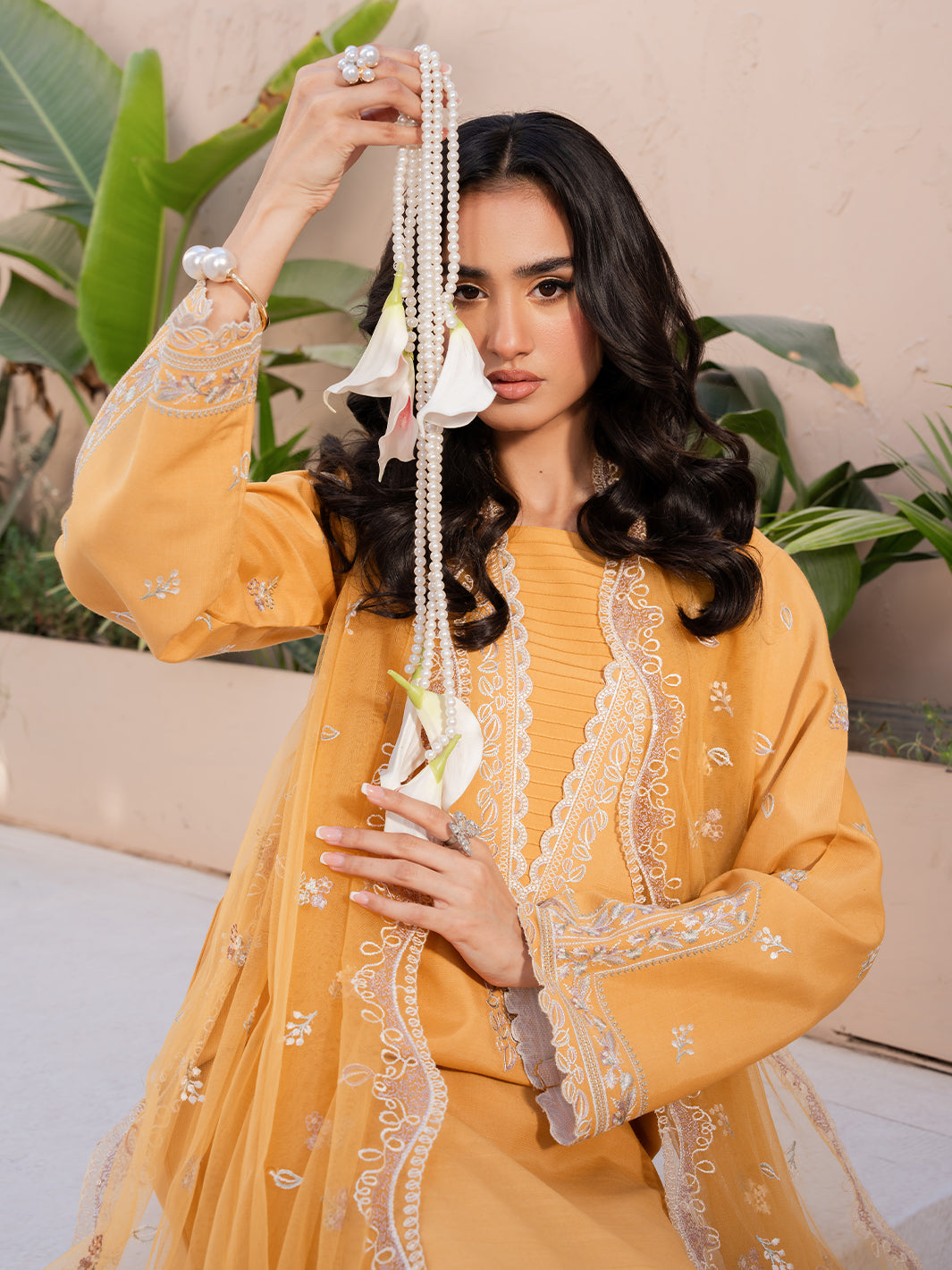 Le Tresor by Izel Pret Embroidered Velvet 3 Piece Suit Oria - Festive Collection