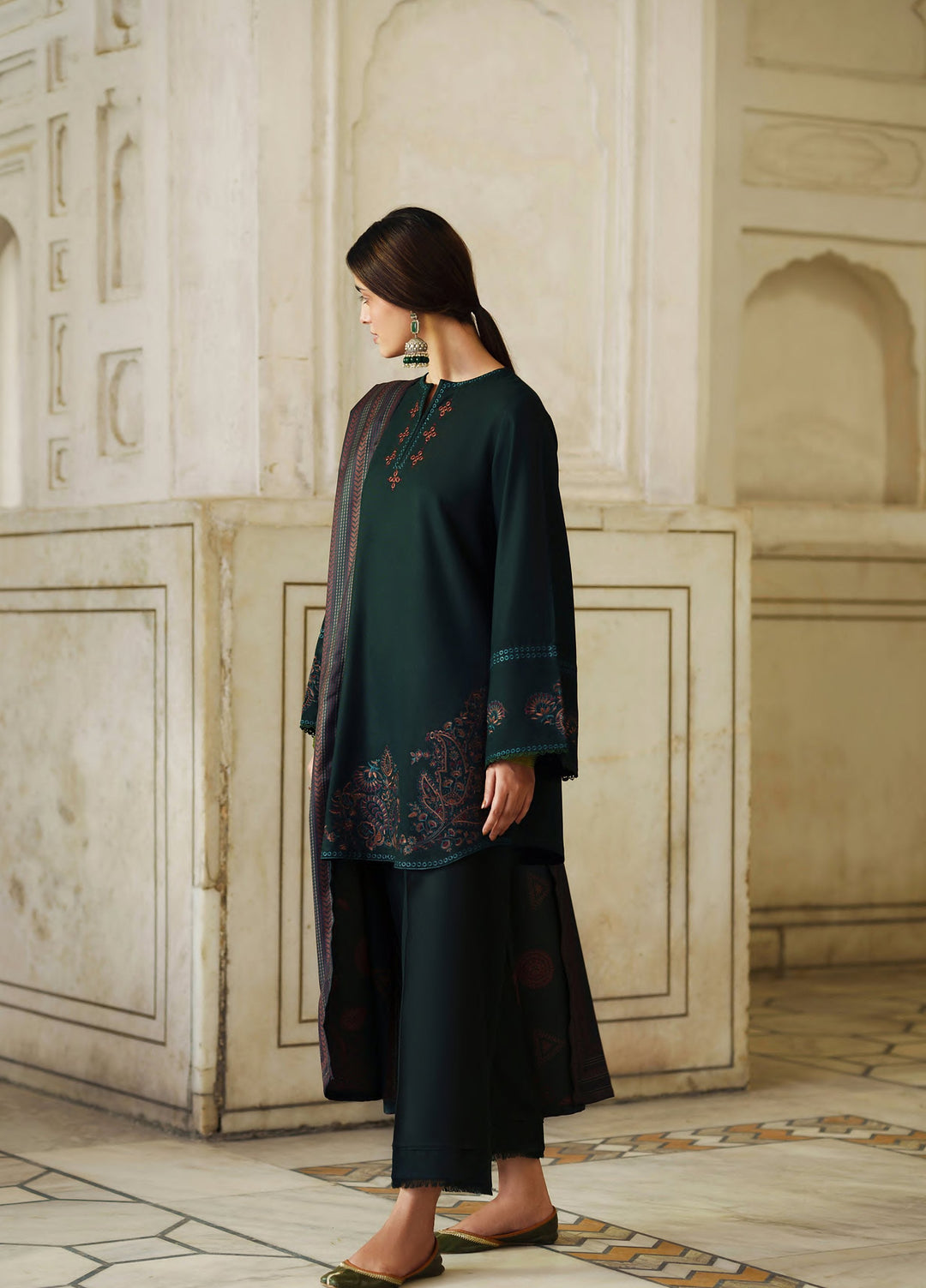Moksha by Casualite RTW Embroidered Karandi Silk 3 Piece Suit CL26UMK Saba - Casual Collection