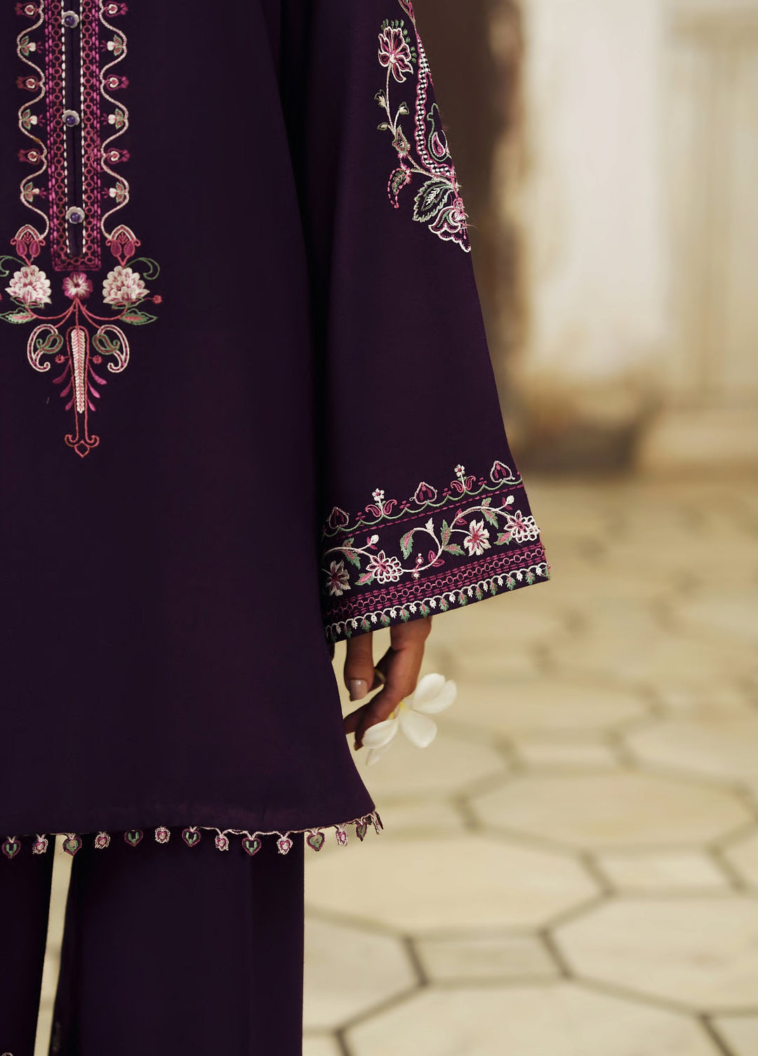 Moksha by Casualite RTW Embroidered Karandi Silk 3 Piece Suit CL26UMK Parisa - Casual Collection
