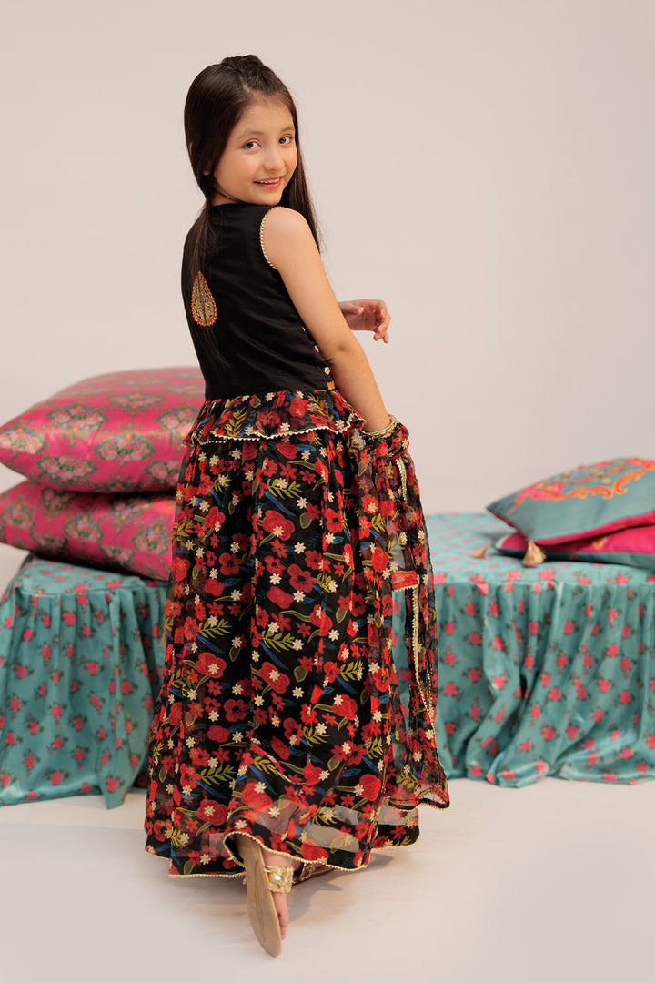 Senorita Kids RTW Green and Multicolor Formal 3 Piece Suit Banarsi Organza Printed KDD-02427 - Winter Collection