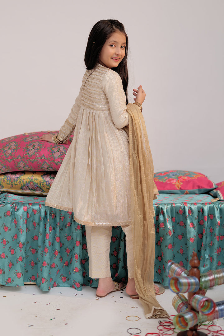 Senorita Kids RTW Fawn and Gold Formal 3 Piece Suit Crinkle Gorged Shimmer KDD-02541 - Winter Collection
