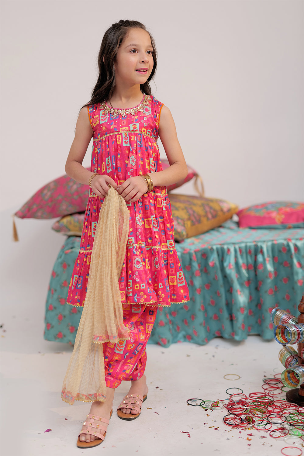 Senorita Kids RTW Multicolor Formal 3 Piece Suit Viscose Jacquard KDD-02406 - Winter Collection