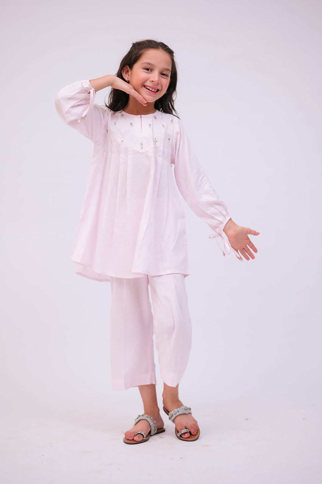 Senorita Kids RTW Light Pink Casual 2 Piece Suit Viscose Jacquard KAC-02782 - Summer Collection