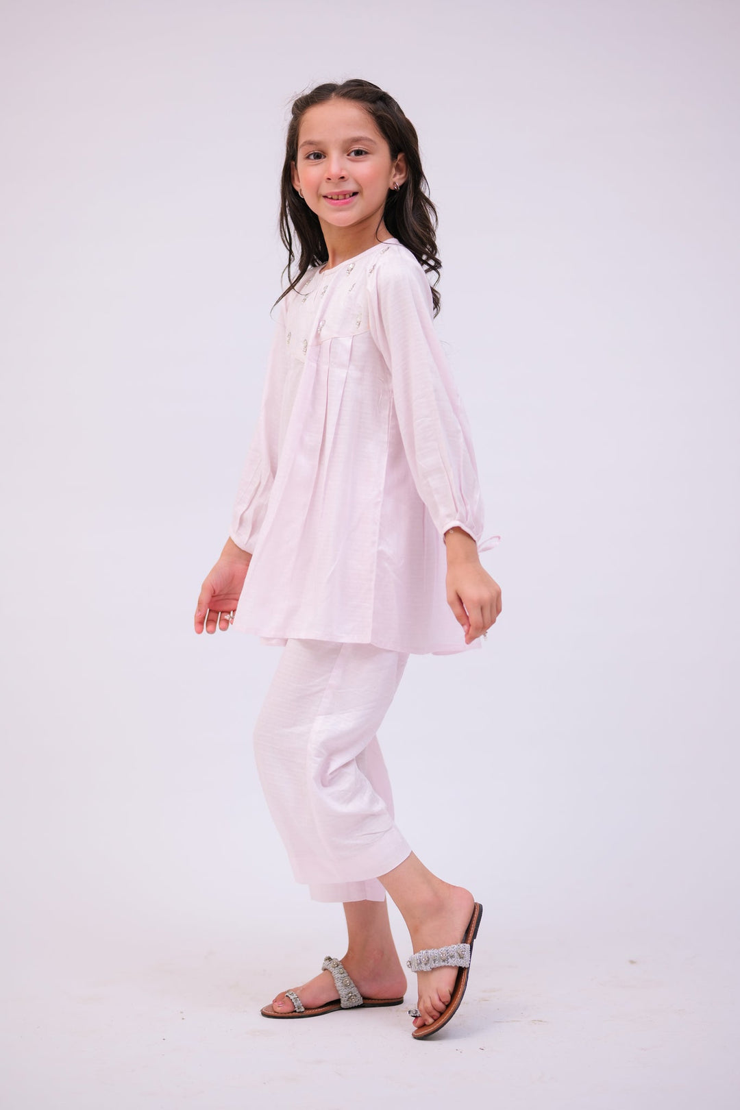 Senorita Kids RTW Light Pink Casual 2 Piece Suit Viscose Jacquard KAC-02782 - Summer Collection