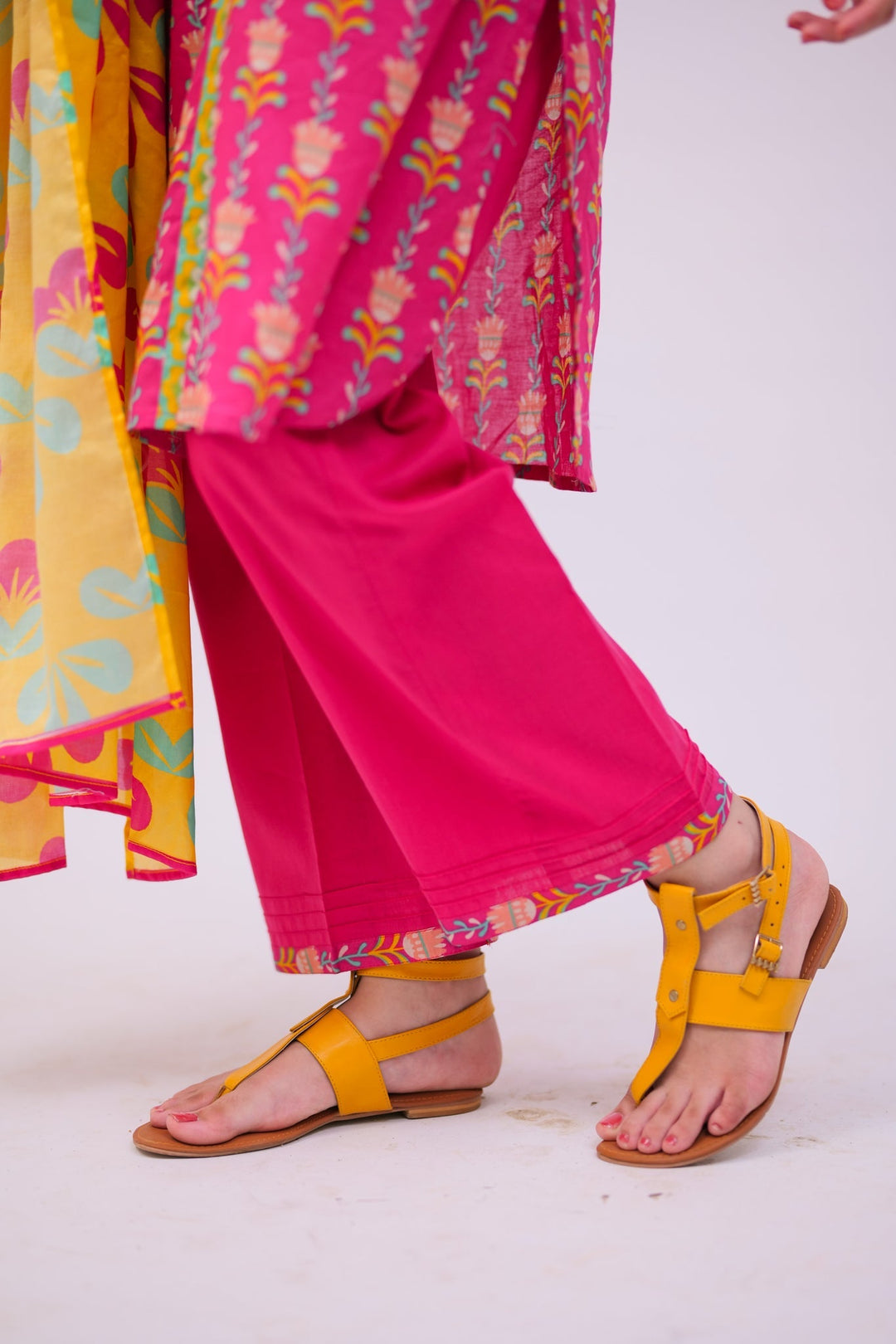 Senorita Girls Ready to Wear Girls Shocking Pink and Multicolor Casual 3 Piece Suit Cotton Lawn Printed GAD-02748 - Summer Collection
