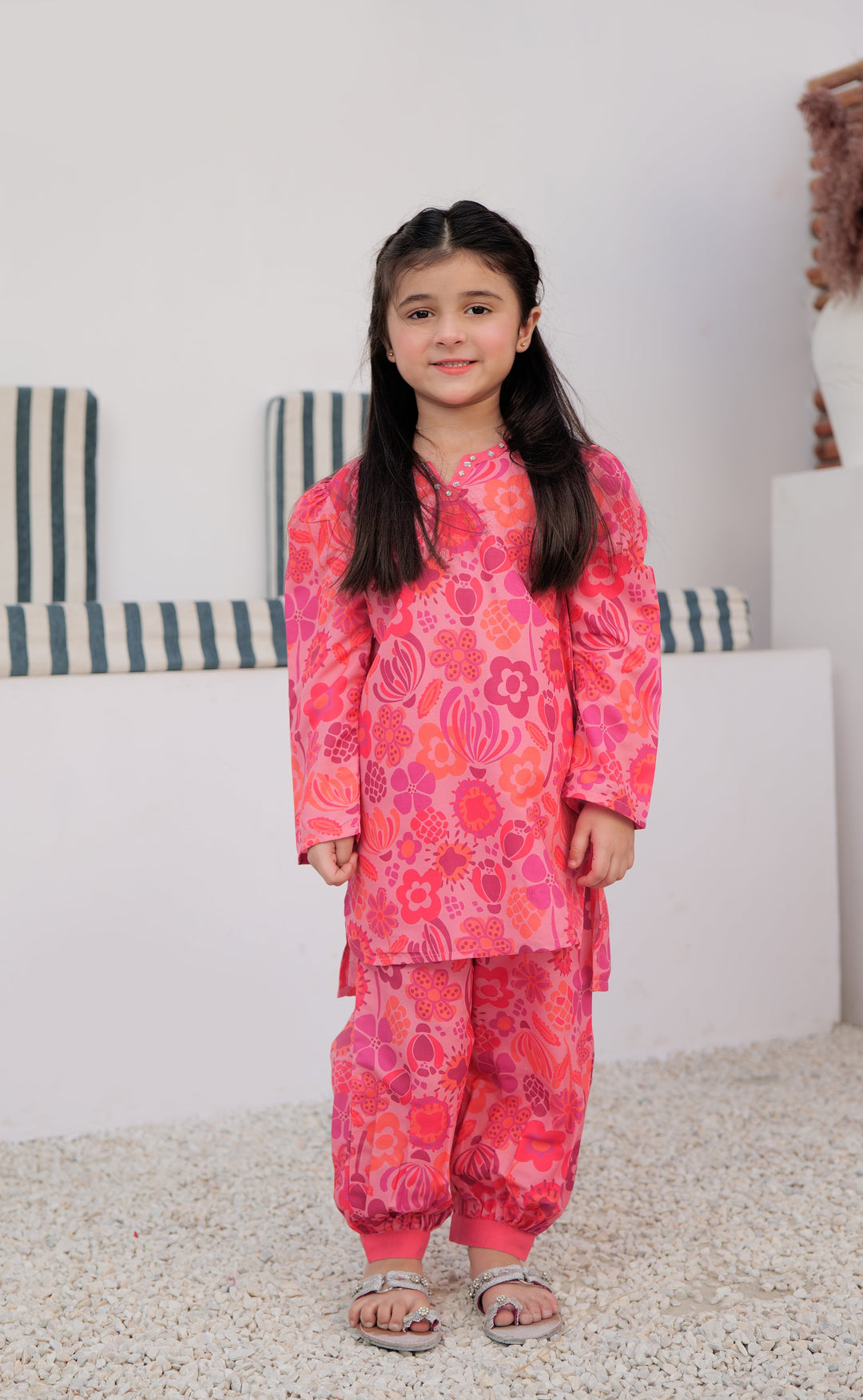 Senorita Kids RTW T.Pink and Multicolor Casual 2 Piece Suit Polyester Swiss Lawn KAC-02987 - Summer Collection