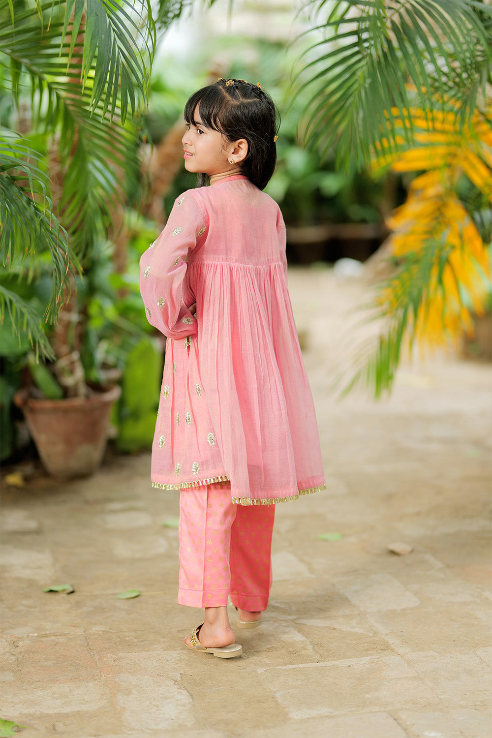 Senorita Kids RTW T. Pink and Gold Formal 3 Piece Suit Banarsi Masuri KDD-02743 - Winter Collection