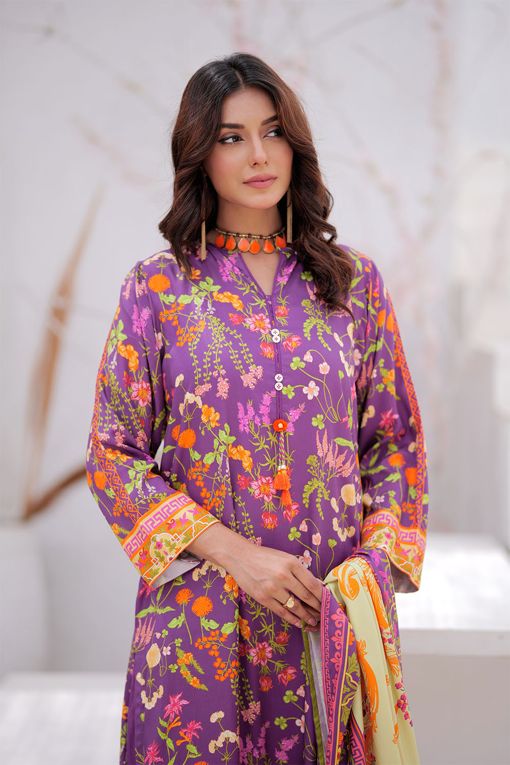 Senorita Women RTW Women Purple and Multicolor Casual 3 Piece Suit Marina Printed Fabric LAD-02474 - Winter Collection