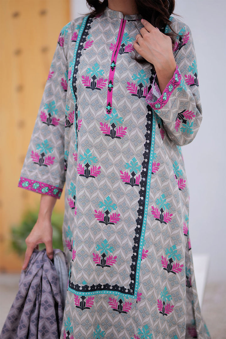Senorita Women RTW Women Grey and Multicolor Casual 3 Piece Suit Khaddar Printed LAD-02468 - Winter Collection