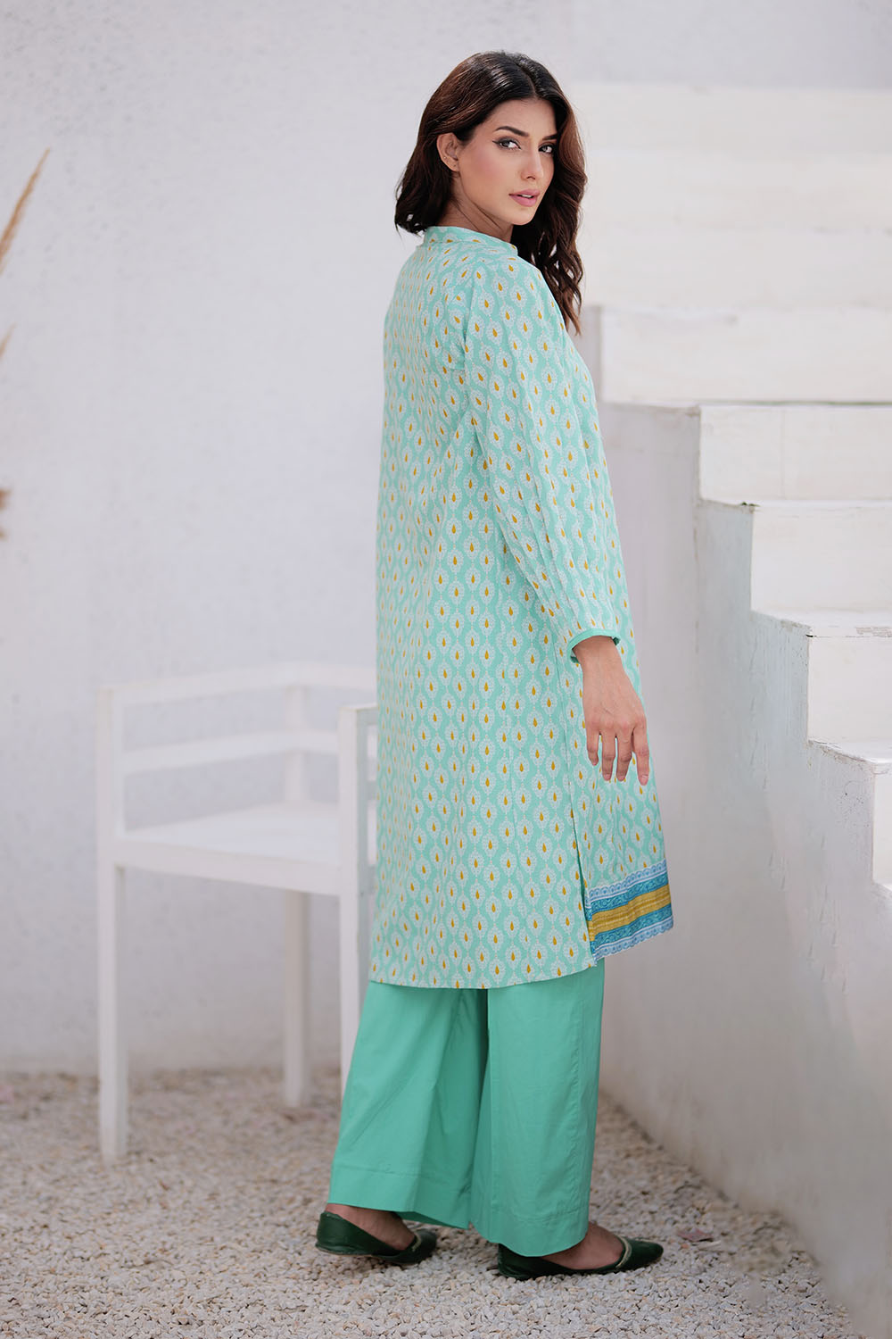Senorita Women RTW Women Sea Green and Muliticolor Casual 3 Piece Suit Khaddar Printed LAD-02496 - Winter Collection