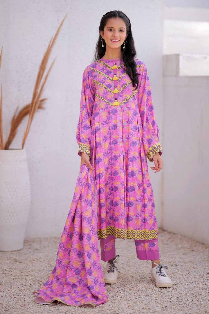 Senorita Girls RTW Girls Pink and Multicolor Casual 3 Piece Suit Marina Fabric Printed GAD-02476 - Winter Collection