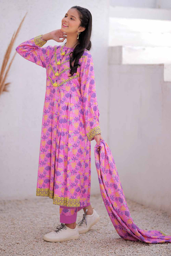 Senorita Girls RTW Girls Pink and Multicolor Casual 3 Piece Suit Marina Fabric Printed GAD-02476 - Winter Collection
