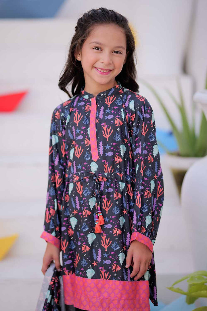 Senorita Kids RTW Black and Multicolor Casual 3 Piece Suit Marina Printed KAD-02480 - Summer Collection