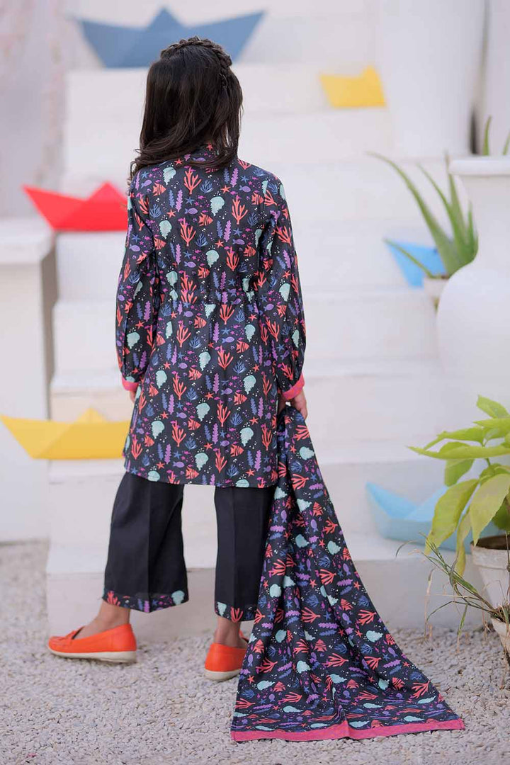 Senorita Kids RTW Black and Multicolor Casual 3 Piece Suit Marina Printed KAD-02480 - Summer Collection