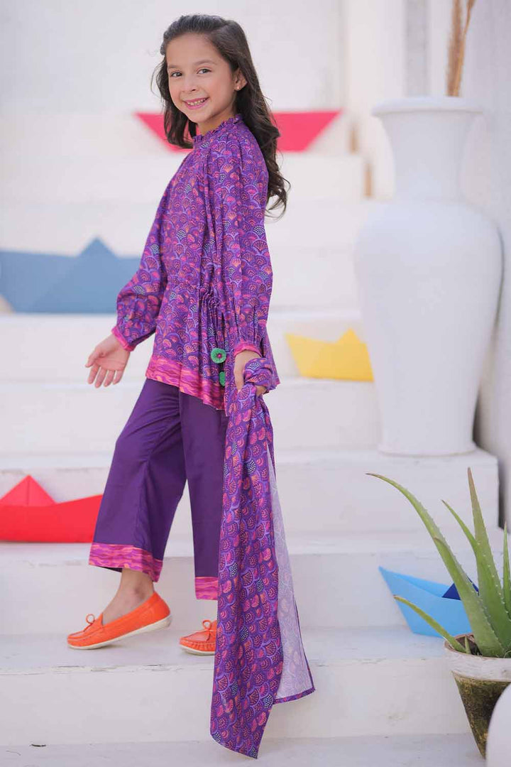 Senorita Kids RTW Purple and Multicolor Casual 3 Piece Suit Marina Printed KAD-02479 - Summer Collection