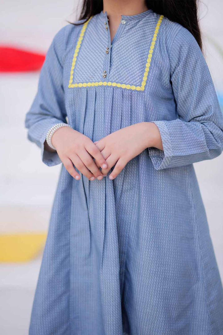 Senorita Kids RTW Blue Casual 2 Piece Suit Denim Dobby KAC-02495 - Winter Collection
