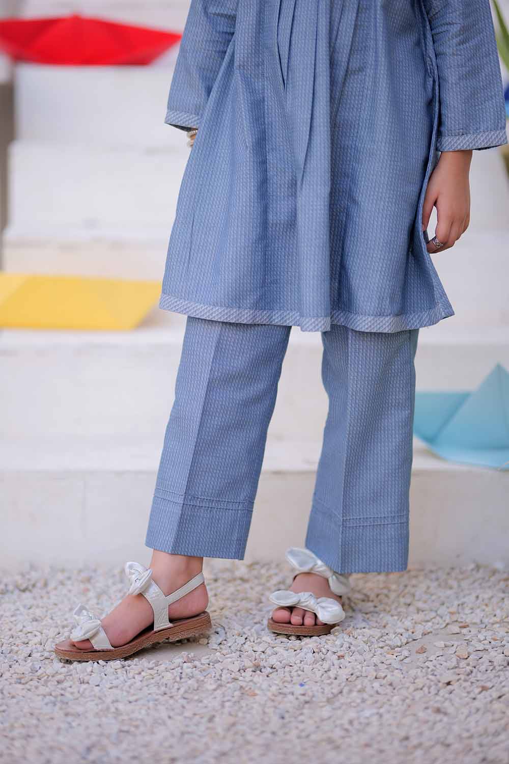 Senorita Kids RTW Blue Casual 2 Piece Suit Denim Dobby KAC-02495 - Winter Collection