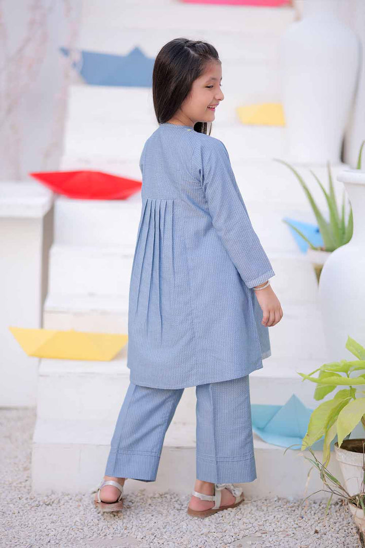 Senorita Kids RTW Blue Casual 2 Piece Suit Denim Dobby KAC-02495 - Winter Collection