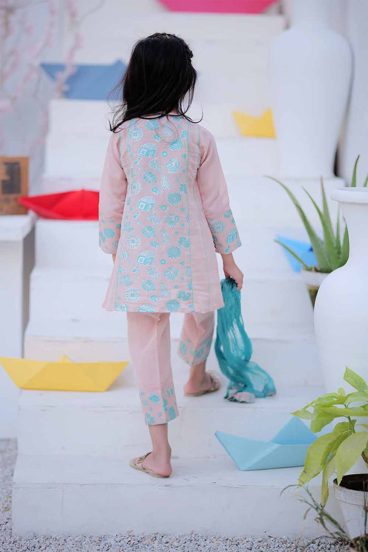 Senorita Kids RTW Peach and S.Green Formal 3 Piece Suit Masuri Jacquard Fancy  KDD-02408 - Winter Collection