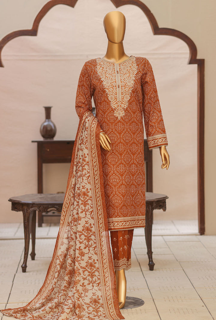 Daily Wear by HZ Textiles Unstitched Embroidered Lawn 3 Piece Suit PDW-3224 - Casual Collection