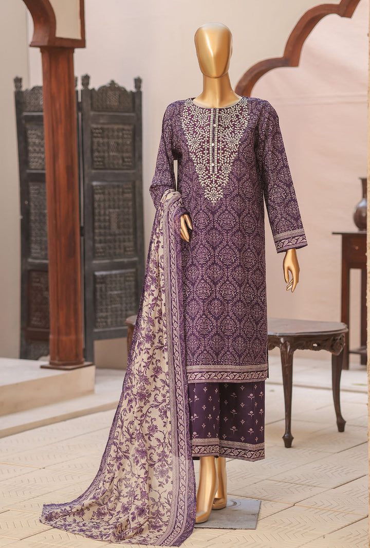 Daily Wear by HZ Textiles Unstitched Embroidered Lawn 3 Piece Suit PDW-3222 - Casual Collection