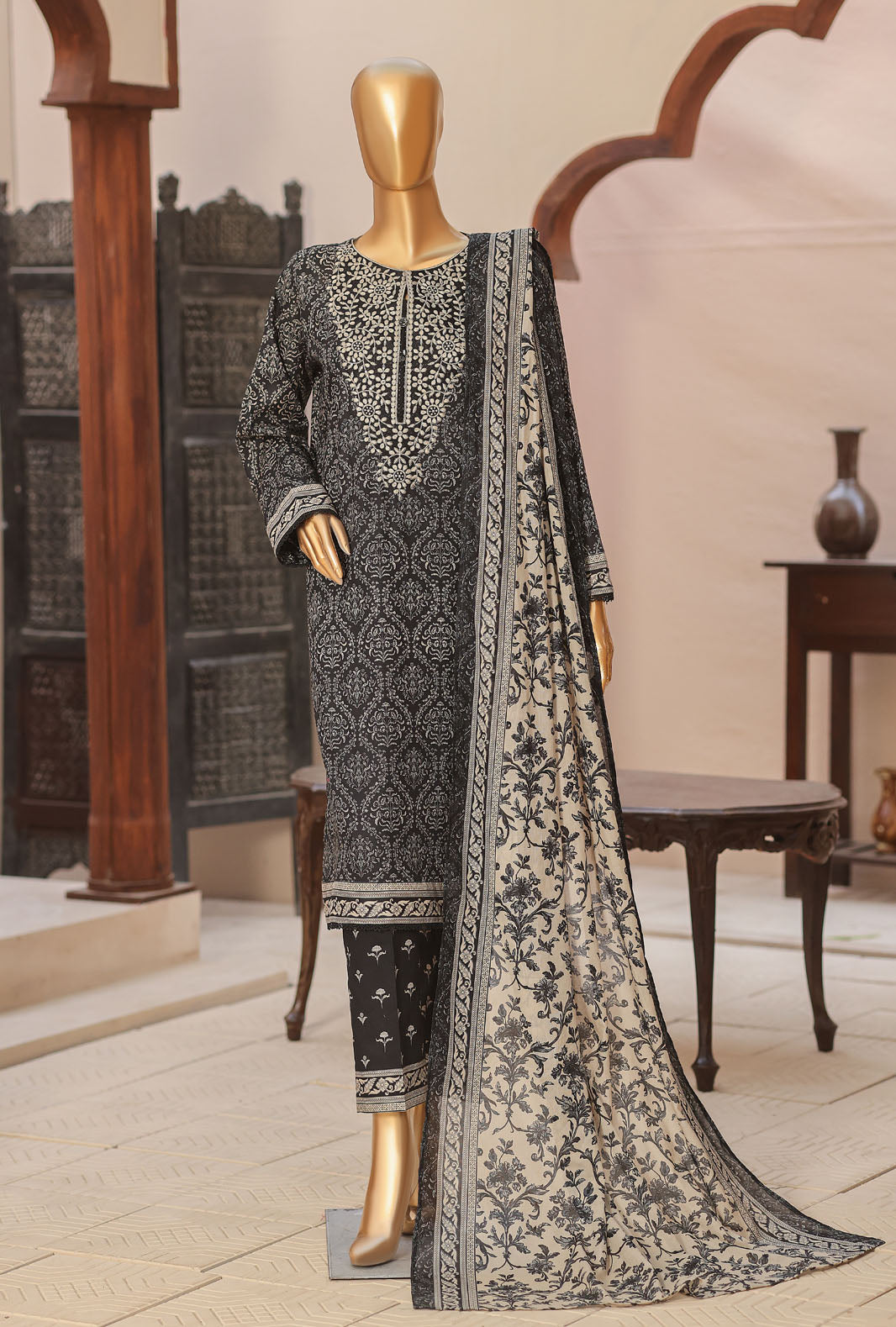Daily Wear by HZ Textiles Unstitched Embroidered Lawn 3 Piece Suit PDW-3221 - Casual Collection