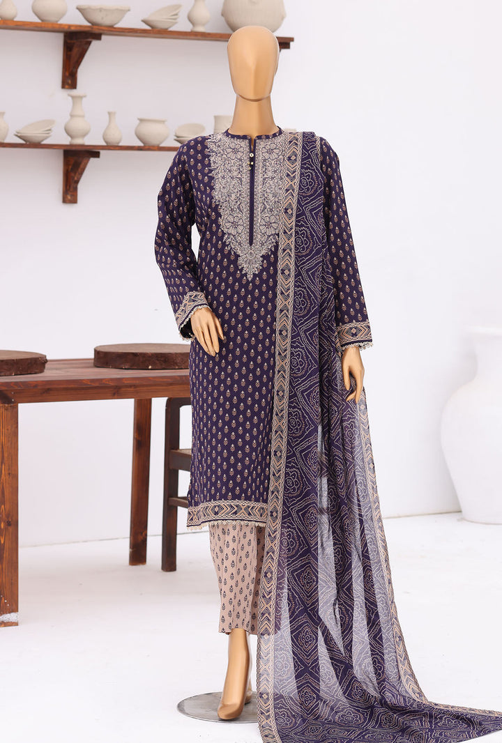 Daily Wear by HZ Textiles Unstitched Embroidered Lawn 3 Piece Suit PDW - 3309 Casual Collection