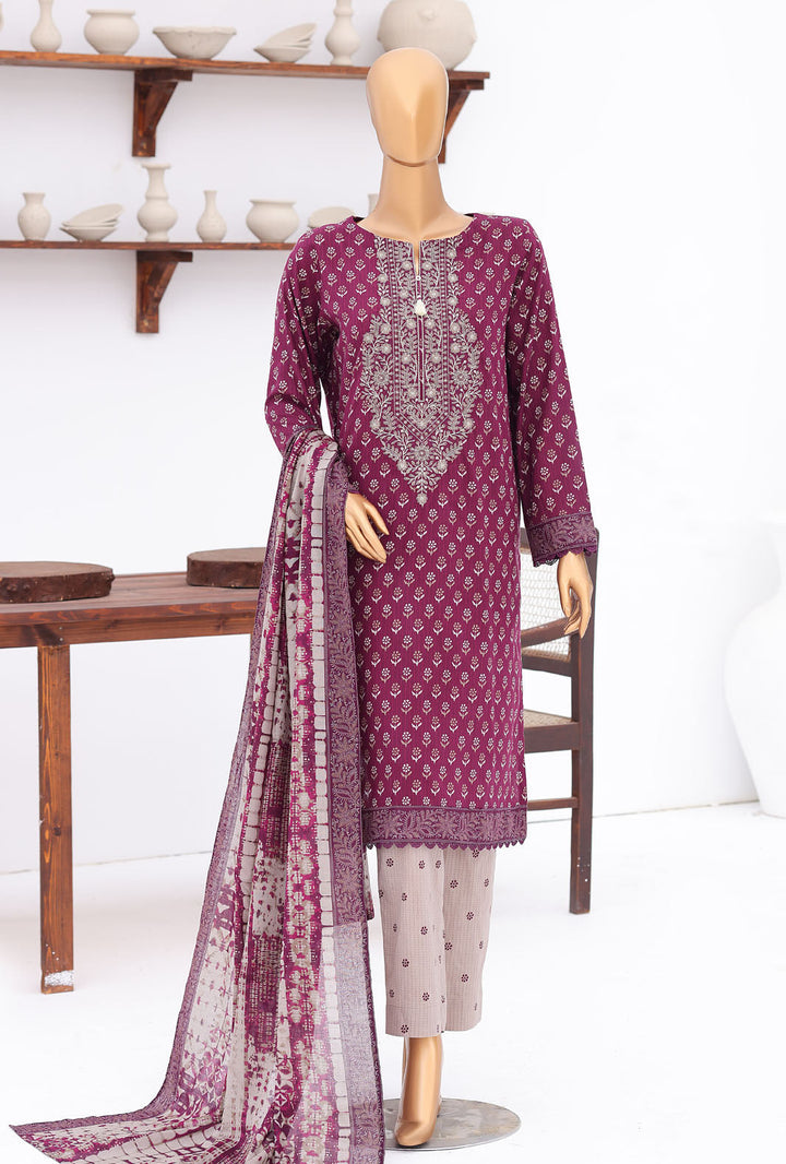 Daily Wear by HZ Textiles Unstitched Embroidered Lawn 3 Piece Suit PDW - 3312 Casual Collection
