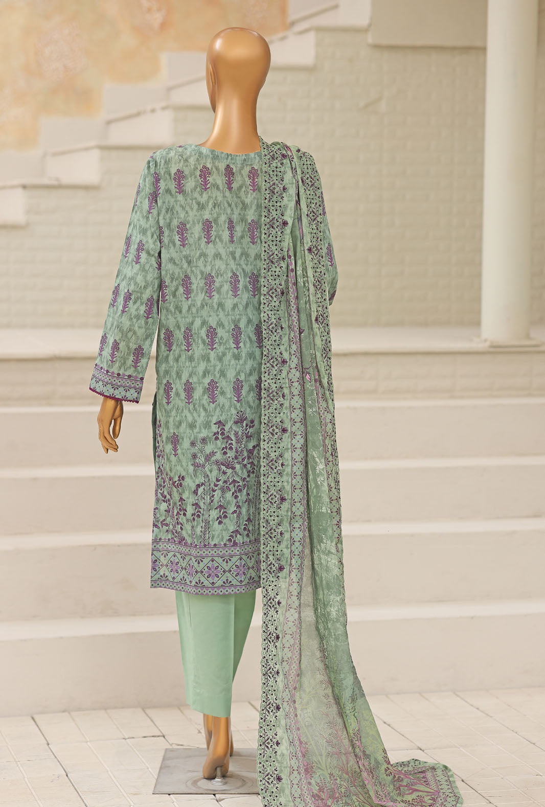 HZ Textile Unstitched Embroidered Premium Lawn 3 Piece Suit PEC-1061 - Casual Collection