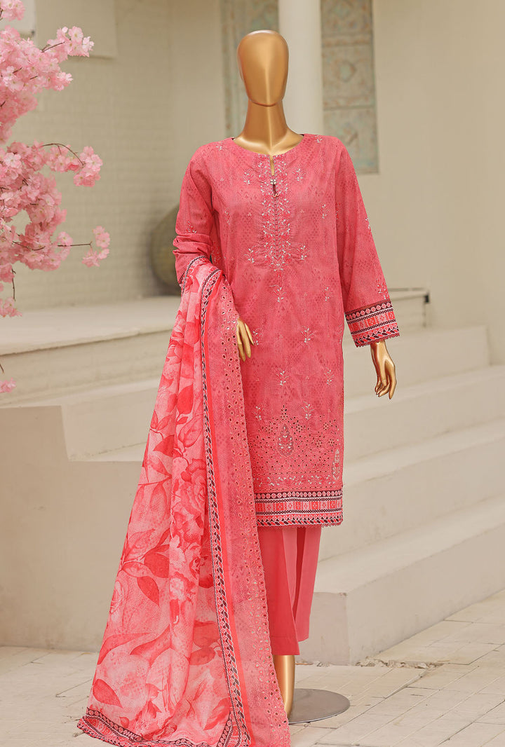 HZ Textile Unstitched Embroidered Premium Lawn 3 Piece Suit PEC-1063 - Casual Collection