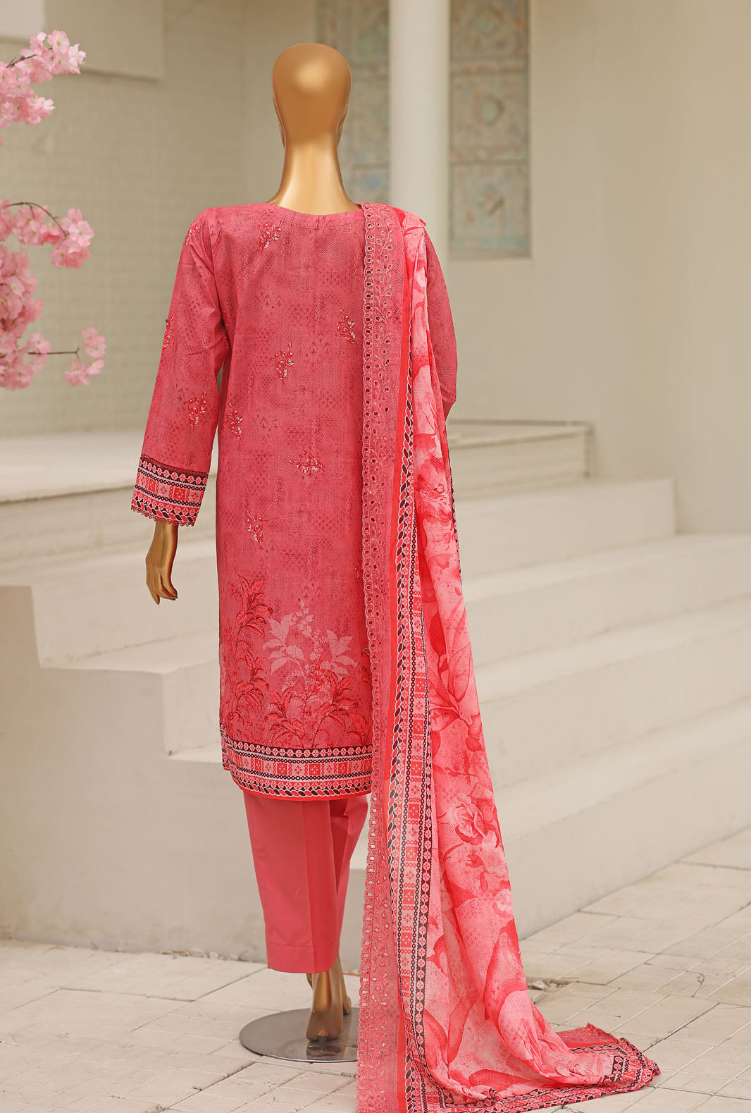 HZ Textile Unstitched Embroidered Premium Lawn 3 Piece Suit PEC-1063 - Casual Collection