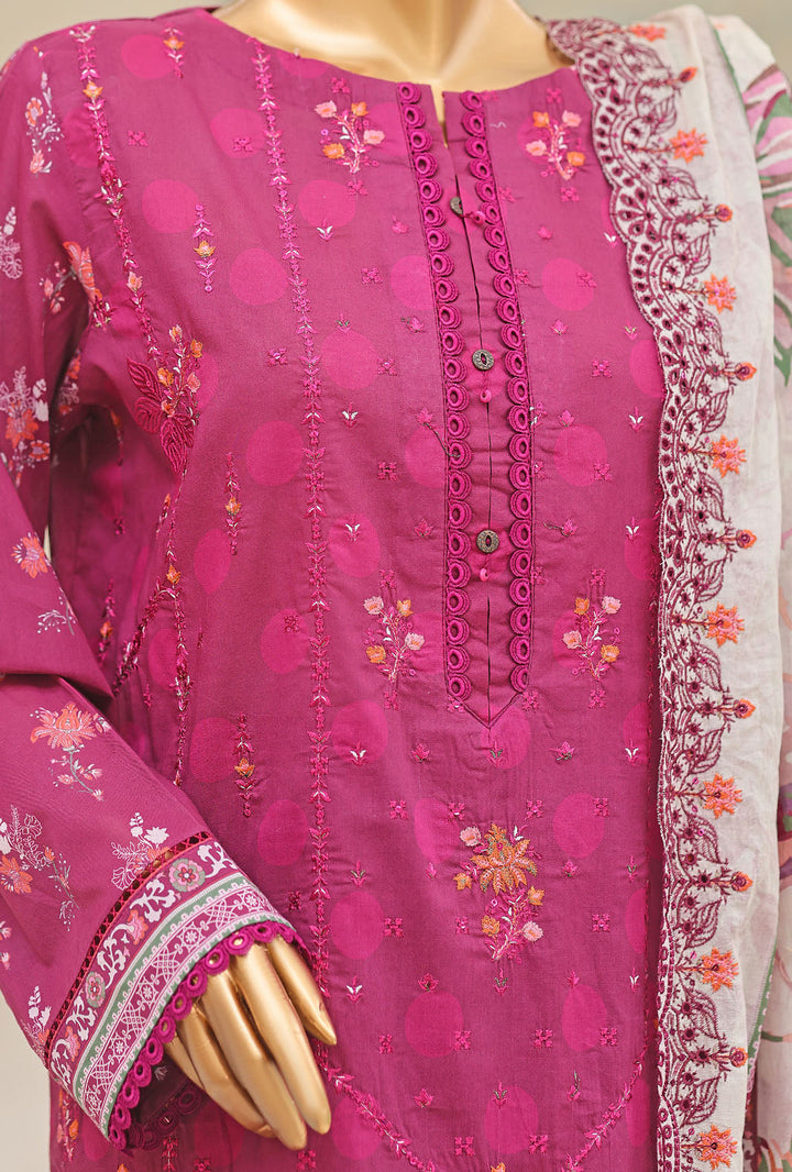 HZ Textile Unstitched Embroidered Premium Lawn 3 Piece Suit PEC-1066 - Casual Collection