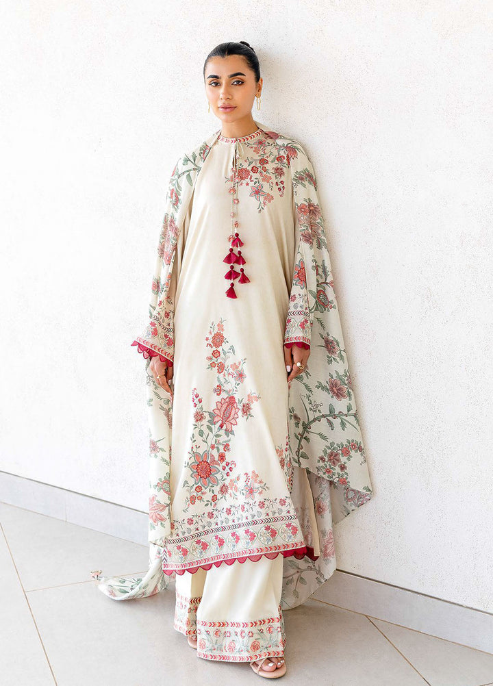 Cross Stitch Embroidered Cotton Satin Suits Unstitched 3 Piece CS25SU Petal Sand - Winter Collection