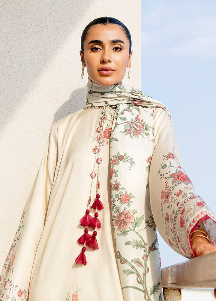Cross Stitch Embroidered Cotton Satin Suits Unstitched 3 Piece CS25SU Petal Sand - Winter Collection